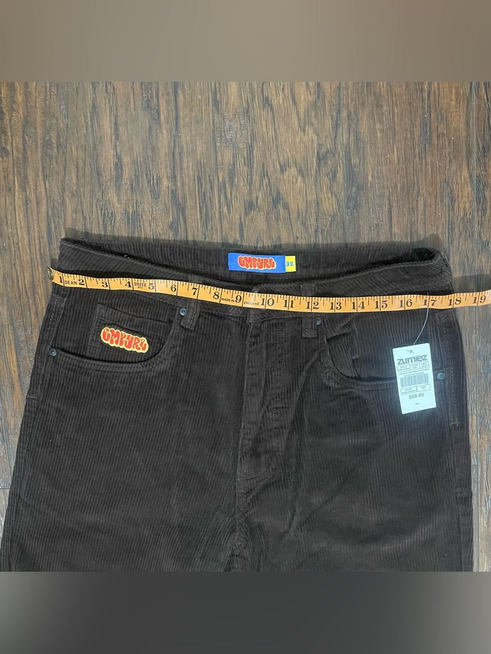 Empyre Brown Corduroy Pants loose fit sk8 cord pants Size 32